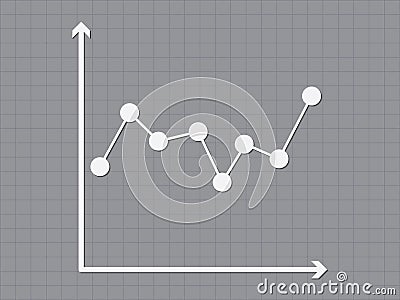 Line chart with dots using axis lines on gray background vector Vector Illustration