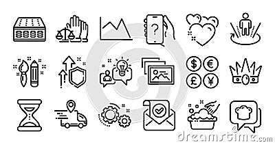 Line chart, Time and Ask question line icons set. Vector Vector Illustration