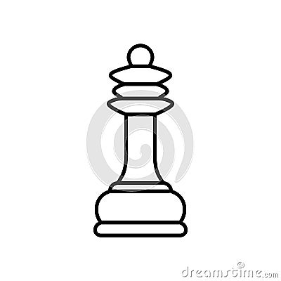 Line chess Queen piece icon isolated on white background. Board game. Black silhouette. Vector Illustration