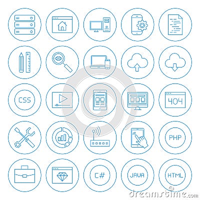 Line Circle Coding Icons Vector Illustration