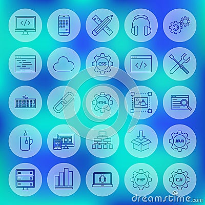 Line Circle Web Programming Icons Vector Illustration
