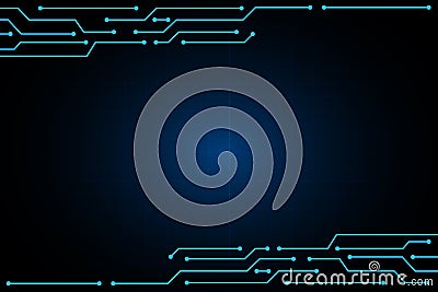 Blue line circuit frame abstract technology background vector design for future . Stock Photo