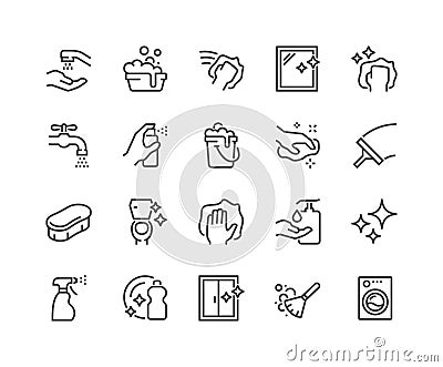 Line Cleaning Icons Vector Illustration