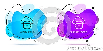 Line Cloud database icon isolated on white background. Cloud computing concept. Digital service or app with data Stock Photo