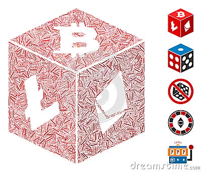 Line Collage Cryptocurrency Dice Icon Editorial Stock Photo
