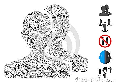 Line Collage Customers Icon Stock Photo