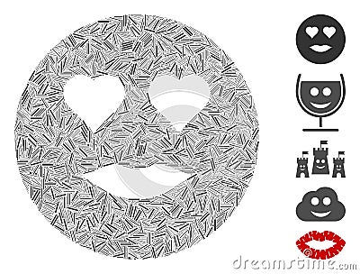 Line Collage Lady Love Smiley Icon Stock Photo