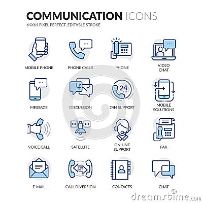 Line Communication Icons Vector Illustration