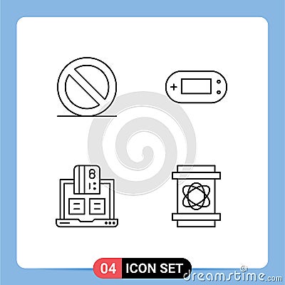 4 Line concept for Websites Mobile and Apps close, financial, console, psp, payment Vector Illustration