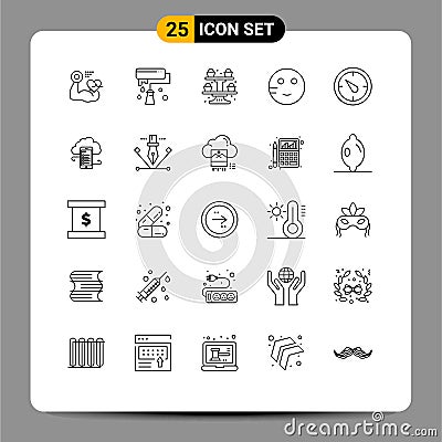 25 Line concept for Websites Mobile and Apps time, study, baking, school, embarrassed Vector Illustration
