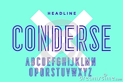 Line condensed alphabet and font Vector Illustration