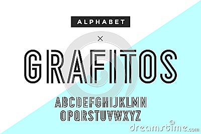 Line condensed alphabet and font Vector Illustration