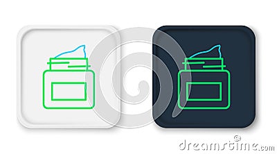 Line Cream or lotion cosmetic jar icon isolated on white background. Body care products for men. Colorful outline Vector Illustration