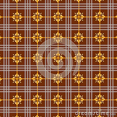 Line cross and flower brown yellow Stock Photo