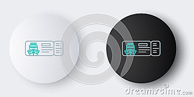 Line Cruise ticket for traveling by ship icon isolated on grey background. Travel by Cruise liner. Cruises to Paradise Vector Illustration