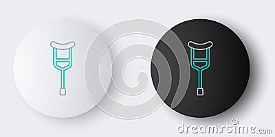 Line Crutch or crutches icon isolated on grey background. Equipment for rehabilitation of people with diseases of Stock Photo