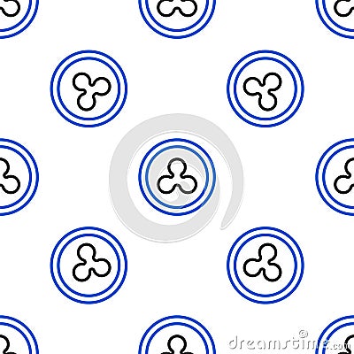 Line Cryptocurrency coin Ripple XRP icon isolated seamless pattern on white background. Altcoin symbol. Blockchain based Vector Illustration