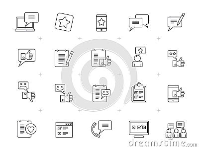 Line Customer, Management and Feedback Icons Vector Illustration