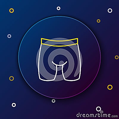 Line Cycling shorts icon isolated on blue background. Colorful outline concept. Vector Vector Illustration