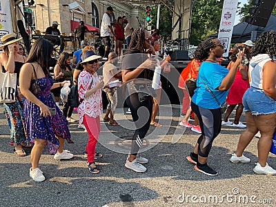 Line Dancing at the H Street Festival Editorial Stock Photo
