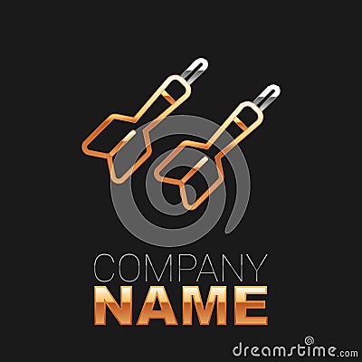 Line Dart arrow icon isolated on black background. Colorful outline concept. Vector Vector Illustration
