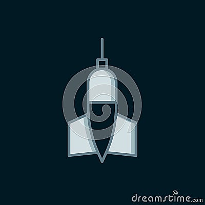 Line Dart arrow icon isolated on black background. Flat filled outline style with shadow. Vector Stock Photo
