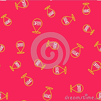 Line Data analysis icon isolated seamless pattern on red background. Business data analysis process, statistics. Charts Vector Illustration