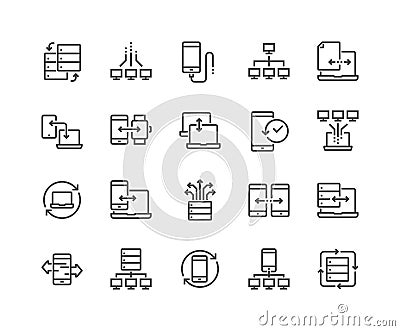 Line Data Exchange Icons Vector Illustration