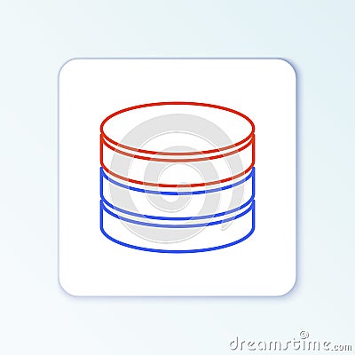Line Database icon isolated on white background. Network databases, disc with progress bar. Backup concept. Colorful Vector Illustration