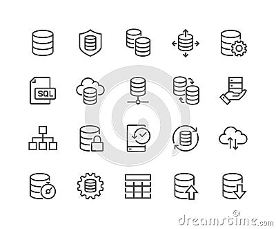 Line Database Icons Vector Illustration