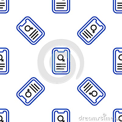 Line Dating app online mobile concept icon isolated seamless pattern on white background. Female male profile flat Vector Illustration