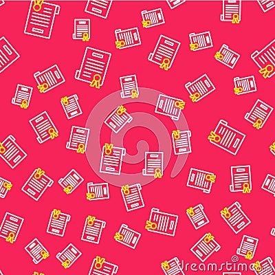 Line Declaration of independence icon isolated seamless pattern on red background. Vector Vector Illustration