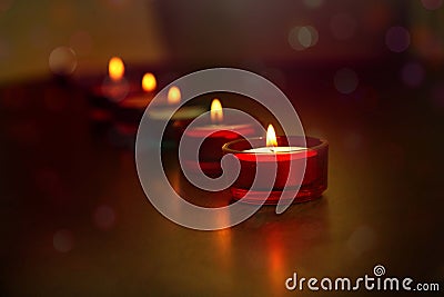 A line of decorative Indian Diwali lamps Stock Photo