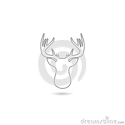 Line deer logo icon with shadow Vector Illustration