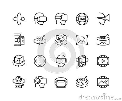 Line 360 Degree Icons Vector Illustration