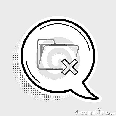 Line Delete folder icon isolated on grey background. Folder with recycle bin. Delete or error folder. Close computer Vector Illustration