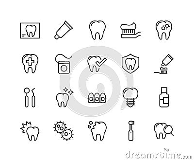 Line Dentist Icons Vector Illustration