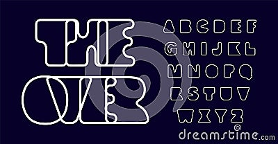 Line design font, round smooth contour letters. Minimalist, crisp, heavy font for space-age design, perfect for tech Vector Illustration