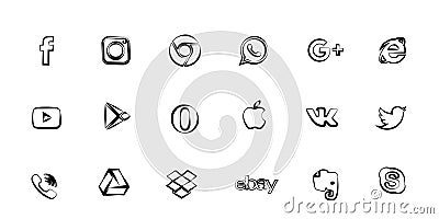 Vector icons like, phone, camera and bird for social media, websites, interfaces. Like the eps icon. Set of social Vector Illustration