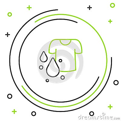 Line Dirty t-shirt icon isolated on white background. Colorful outline concept. Vector Vector Illustration