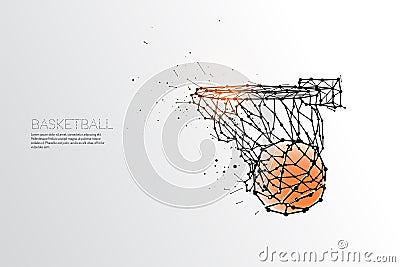 Line and dot of basketball shooting. Vector Illustration