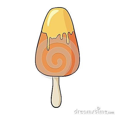 Handdrawn yellow and orange icecream icon. Isolated vector icon. Vector colorful cartoon illustration. Flat style. Vector Illustration