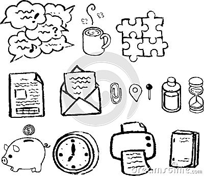 The line drawing icon about business and office Vector Illustration