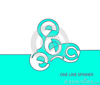 Line drawing in minimalistic style, fidget finger hand spinner Vector Illustration