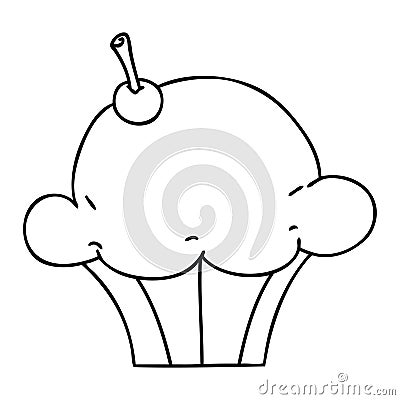line drawing quirky cartoon muffin Vector Illustration