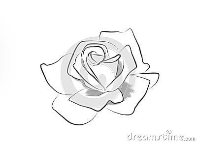 Line drawing of a rose Stock Photo