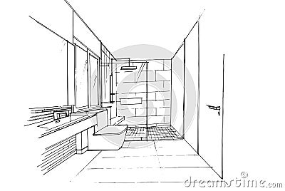 line drawing small bathroom .Modern design,vector Vector Illustration