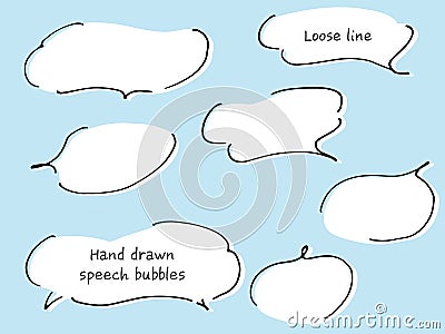 A line drawing speech balloons like a cloud with a wide gap and white painted background Stock Photo