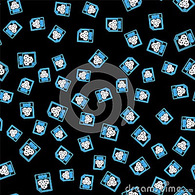Line 3DS file document. Download 3ds button icon isolated seamless pattern on black background. 3DS file symbol. Vector Vector Illustration