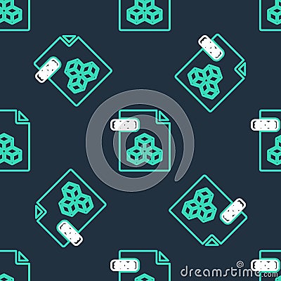 Line 3DS file document. Download 3ds button icon isolated seamless pattern on black background. 3DS file symbol. Vector Vector Illustration